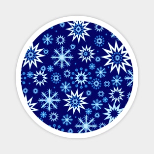 Winter pattern with snowflakes on blue Magnet